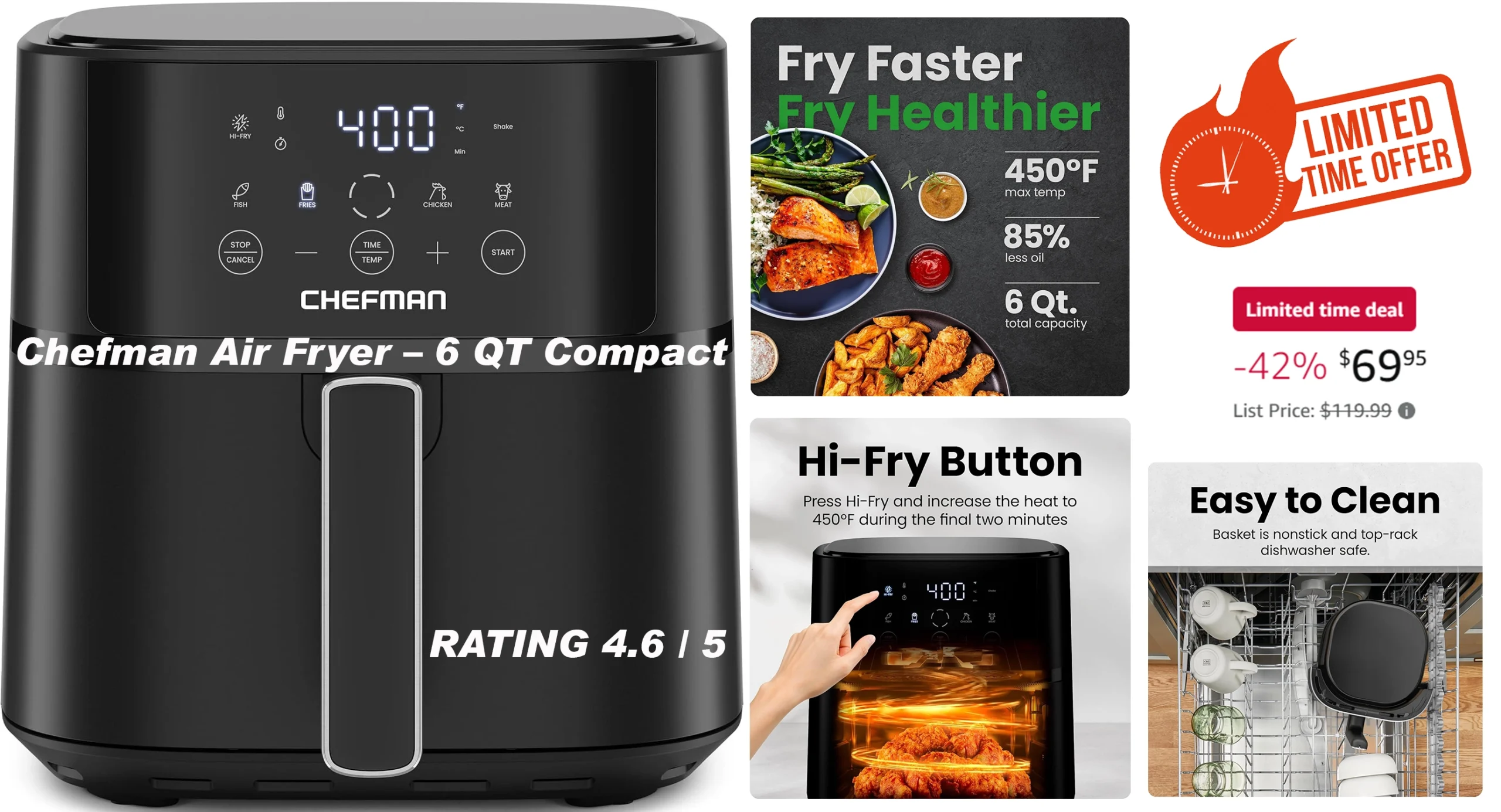CHEFMAN AIR FRYER 6 QT